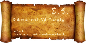 Debreczeni Vászoly névjegykártya